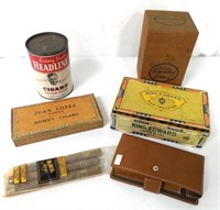 Lot of 6,Cardboard,Tin,Wooden Cigar Adv