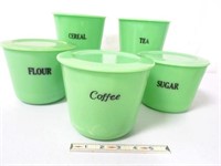 Lot of 5,Green Canister Set,with lids