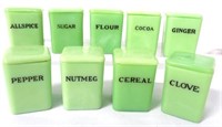 Lot of 9,Small Green Square Containers,Lids