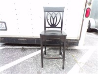 BLACK WOODEN BAR STOOL 40" TALL SEAT 15 X 16