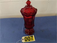 Fostoria Ruby Coin Pattern Footed Covered Piece