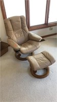 Leather Ekornes Lounger Chair & Foot Stool