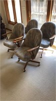 4-Vintage Cloth Chairs on wheels