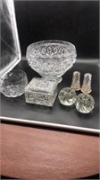 7-Pieces of Glassware (Punch Bowl, Salt + Pepper