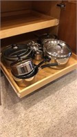 All Pots & Kitchen ware on Bottom drawer of