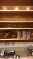 Glass pan, bowls & vintage glasses