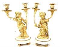 PAIR OF LATE 18th CENTURY GILT BRONZE CANDELABRA