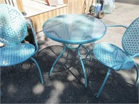 METAL PATIO TABLE & 2 CHAIRS