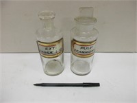 VINTAGE PAIR GLASS APOTHECARY BOTTLES