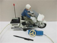 OLD BATTERY OPERATED POLICE MOTORCYCLE & RIDER