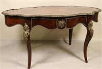 c.1870 FRENCH MARQUETRY WALNUT & SATINWOOD TABLE