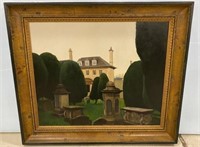 French Chateau Oil On Canvas