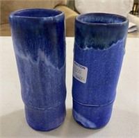 Two Signed McCarty Blue Vases