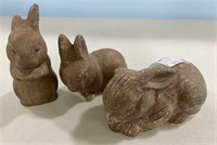 Three McCarty Pottery Nutmeg Rabbits