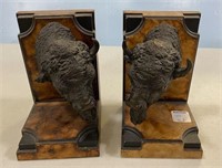 Pair of Decorative Resin Buffalo Head Bookends