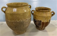 Two Antique Style Stoneware Pottery Vase