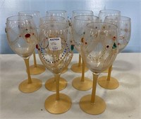 10 Smithereens Art Glass Wine Glasses
