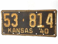 Kansas 1940 License Plate