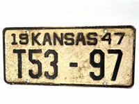 Kansas 1947 License Plate