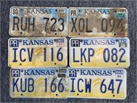 (6) Kansas License Plates