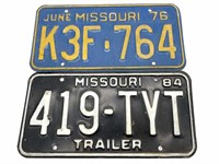 1976 and 1984 Missouri License Plate