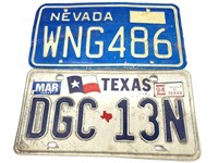 Nevada and Texas License Plates