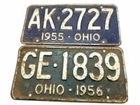 1955 and 1956 Ohio License Plates