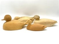 (4) Wood Carved Ducks 10” x 5.5”