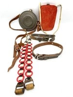 (2) Canteens, (2) Leather Dog Collars, and More