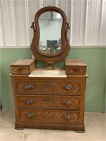 Antique mirrored Dresser w/ marble inlay