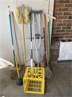 Lot of Cleaning Items w/Yellow Crate