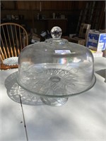 Vintage Glass Cake Stand with Dome Cover