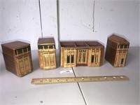 Lot Small Miniature Folk Art Tinket Box Buildings
