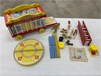 vintage Fisher-Price wooden circus wagon set