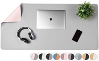 Office Desk Pad, Dual Sided Blush & Gray Desk Mat