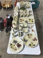 Tote of Cabernet Ceramic Dishware w/ Grape Design