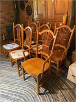6 SOLID WOOD CHAIRS (2 CAPTAIN, 4 STRAIGHT)