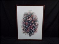 SIGNED FLORAL PRINT 21 X 28