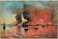 19TH C HIGH SEAS BATTLE PAINTING SIGNED