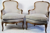 PAIR ANTIQUE FRENCH BERGERE CHAIRS