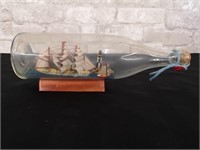 Schooner ship replica model in a bottle.