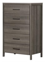 SOUTH SHORE 5 DRAWER CHEST IN GREY MAPLE, 31 1/8”