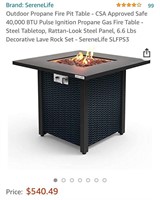 SERENE PIFE OUTDOOR PROPANE FIRE PIT TABLE