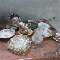 Tea Cups, Pitcher & Assorted