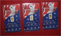 (3) 1 Grain .999 Fine Gold Patriot Bar