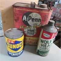Sunoco, Wolfs Head & A Penn Oil Cans