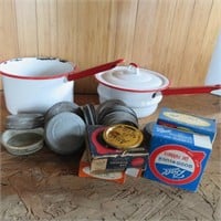 Enamelware Pans & Vintage Canning Lids