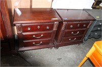 Pair of Wood 3 Drawer Night Stands