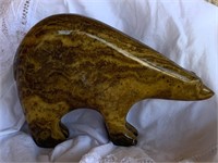 Large Signed Zuni? Carved Polished Stone Bear