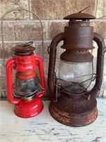 (2) Dietz Kerosene Lanterns w/ Original Glass